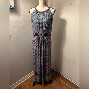 Maggy London Navy and Pink  Maxi Dress